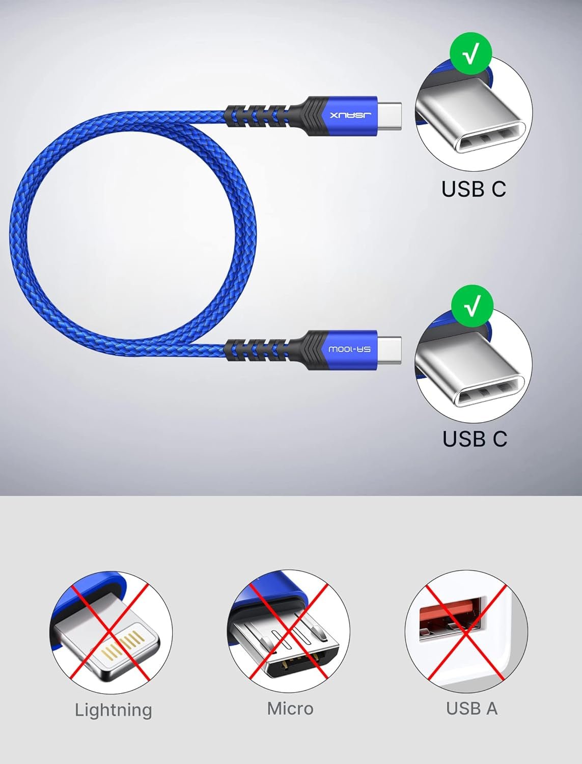 100W USB - C Cable 3 - Pack - Pixel World Store