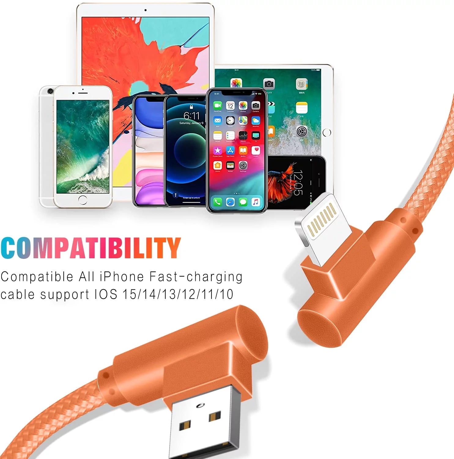 10FT iPhone Charger Cable 3 Pack - Pixel World Store