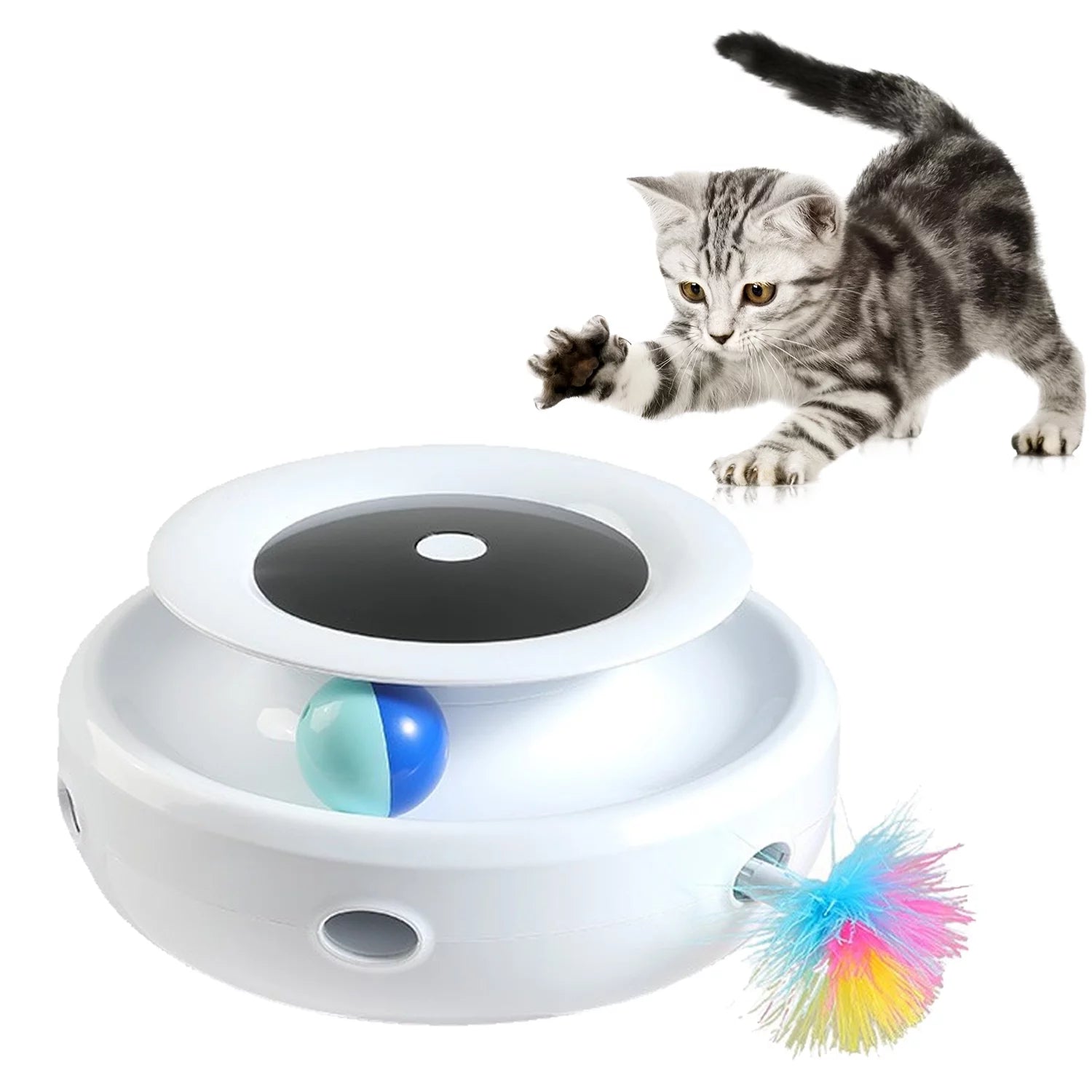 2 - in - 1 Interactive Cat Toy with LED Light & Dual Power Supply - Pixel World Store