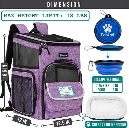 Airline Approved Pet Backpack Carrier (Purple) - Pixel World Store