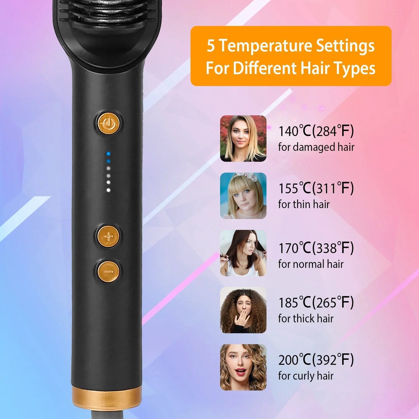 Hair Straightener Brush Straightening - Pixel World Store