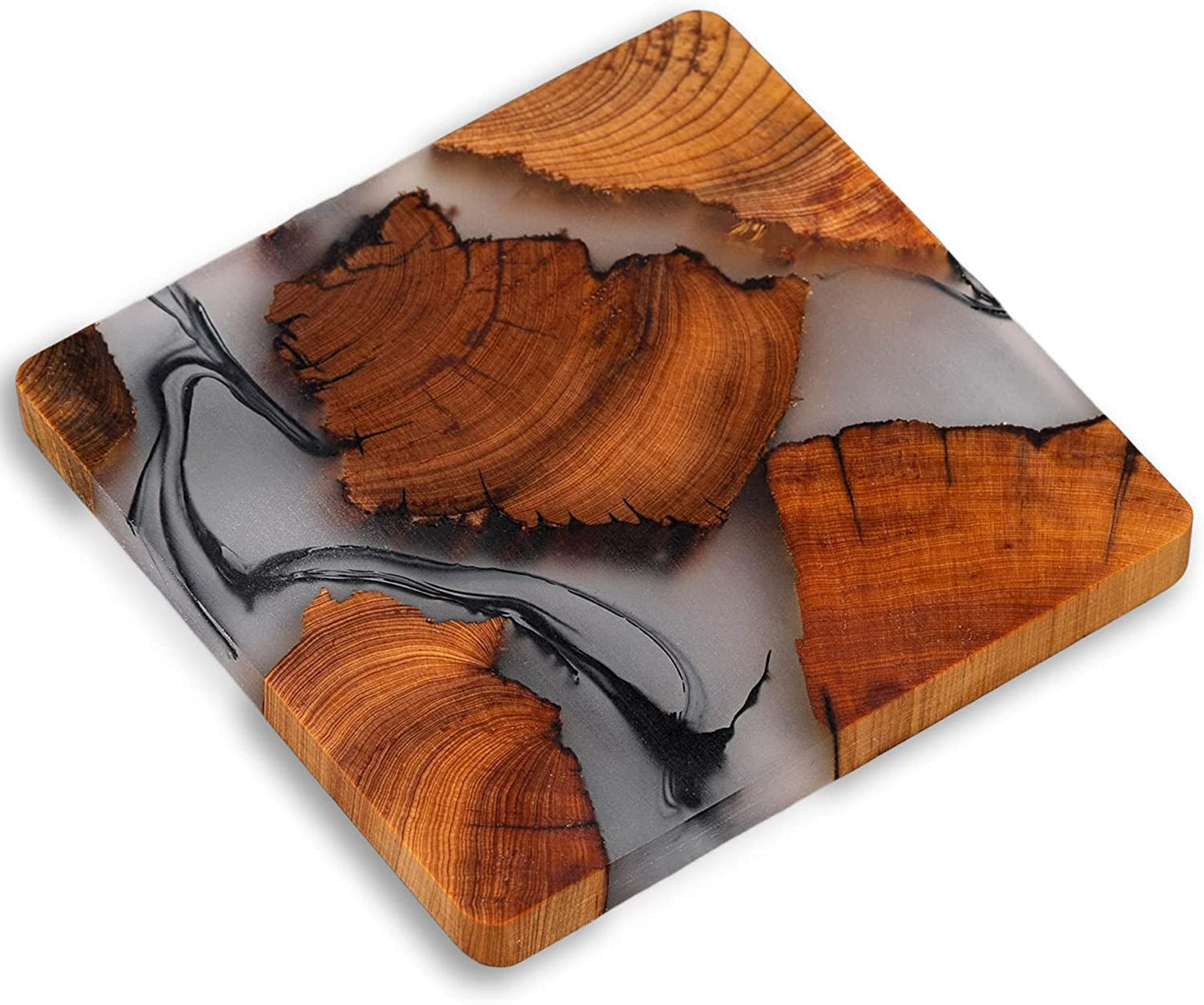 Modern Cedar Wood & Epoxy Coasters - Set of 6 - Pixel World Store