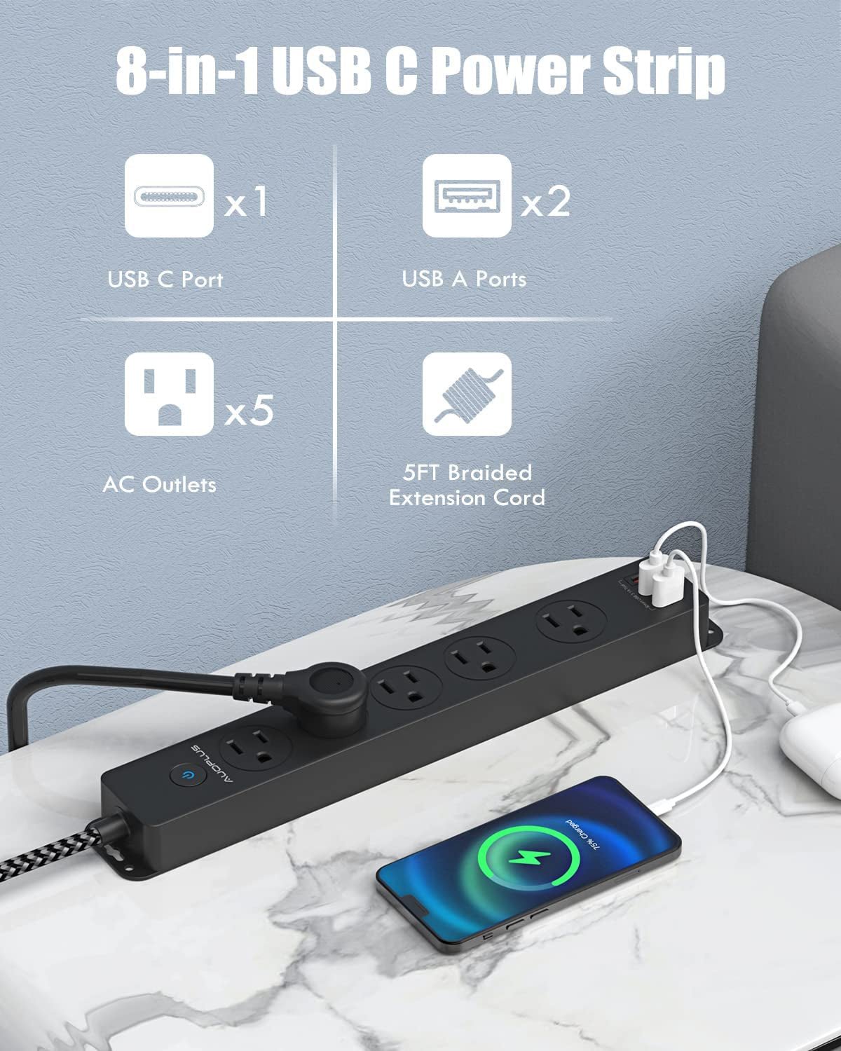 Surge Protector with USB - C & Mounting - Pixel World Store