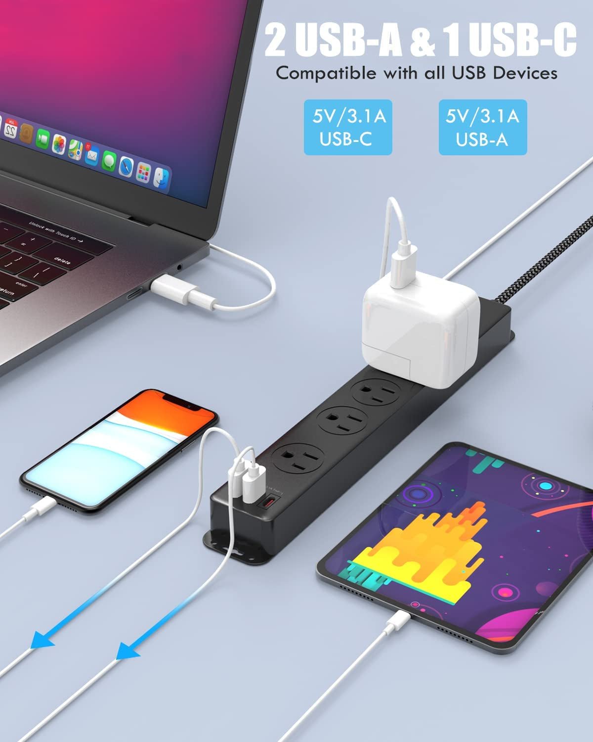 Surge Protector with USB - C & Mounting - Pixel World Store