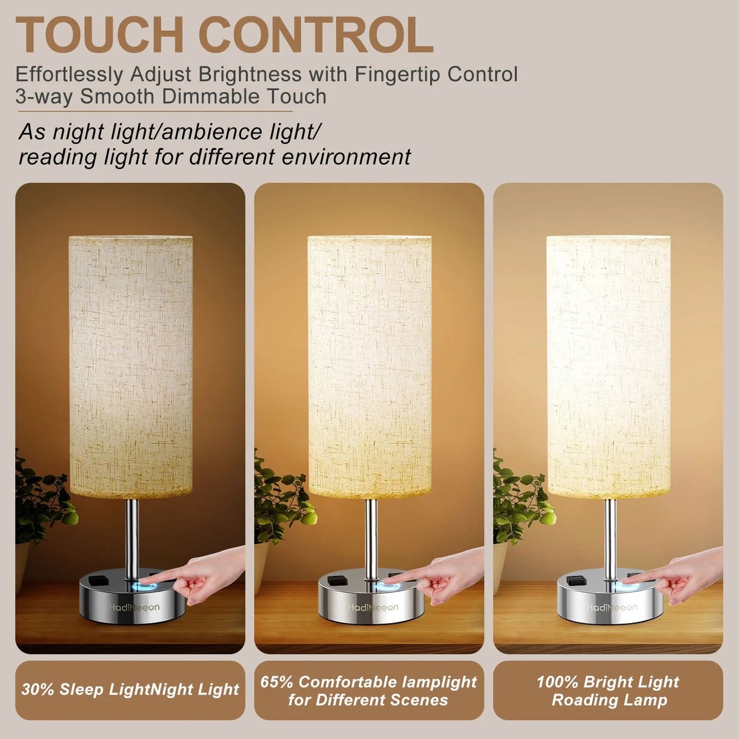 Touch Control Table Lamp with Outlets - Pixel World Store