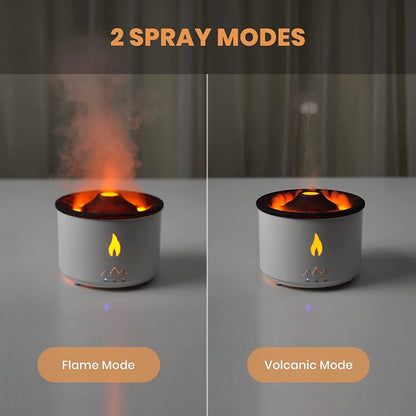 Ultrasonic Essential Oil Diffuser with Flame & Volcano Light Effects - Pixel World Store