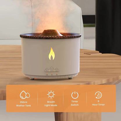 Ultrasonic Essential Oil Diffuser with Flame & Volcano Light Effects - Pixel World Store