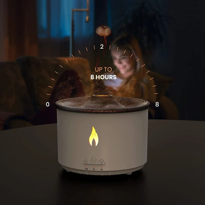 Ultrasonic Essential Oil Diffuser with Flame & Volcano Light Effects - Pixel World Store