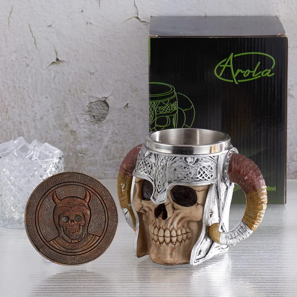 Viking with this Stainless Steel Skull Mug - Pixel World Store