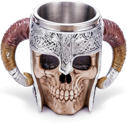 Viking with this Stainless Steel Skull Mug - Pixel World Store