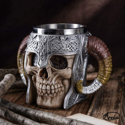 Viking with this Stainless Steel Skull Mug - Pixel World Store