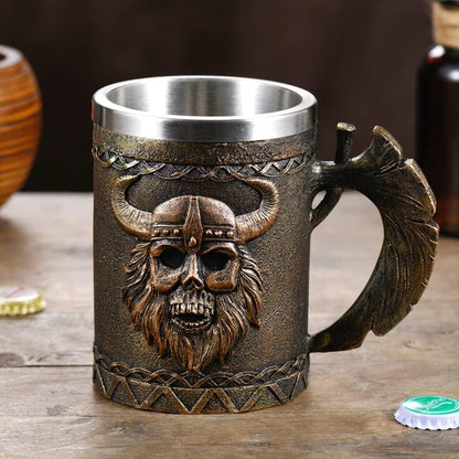 Viking with this Stainless Steel Skull Mug - Pixel World Store