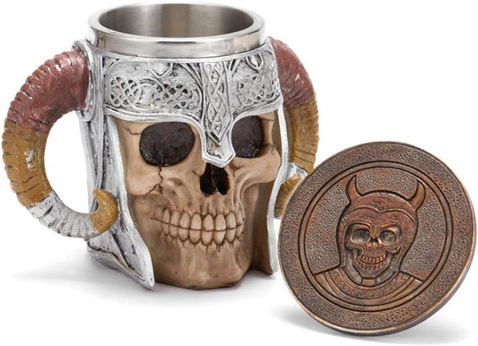 Viking with this Stainless Steel Skull Mug - Pixel World Store